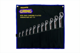 Box end chrome plated wrenchs set 75°