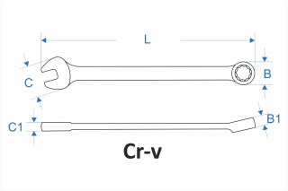 Combination chrome plated wrench at an angle of 15° GRING