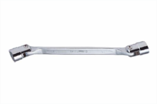 Double flexible socket wrench