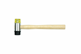 Two way mallet with wooden handle